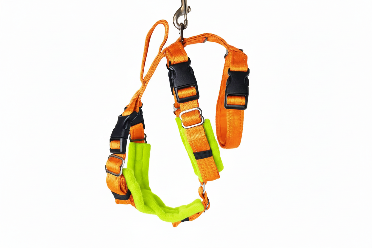 Orange Escape Proof Adjustable Houdini Harness - Fleece Lined