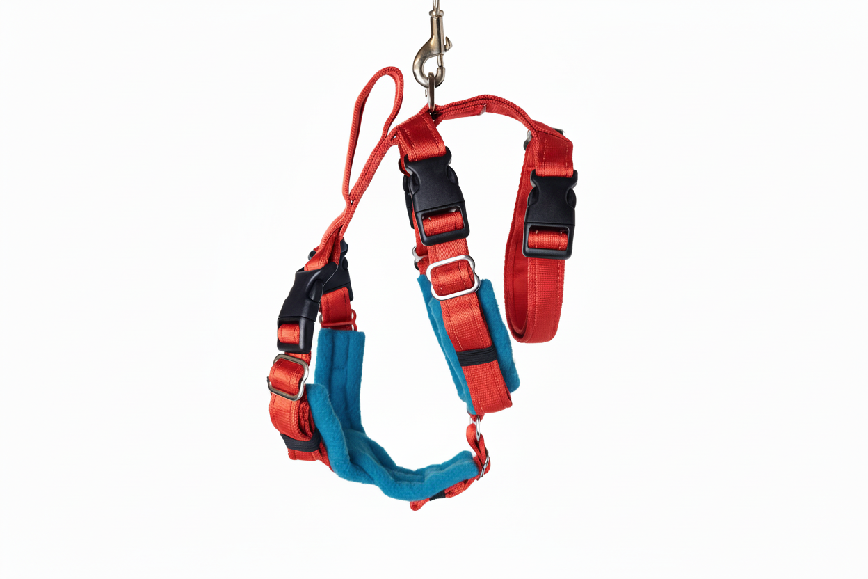 Red Escape Proof Adjustable Houdini Harness - Fleece Lined