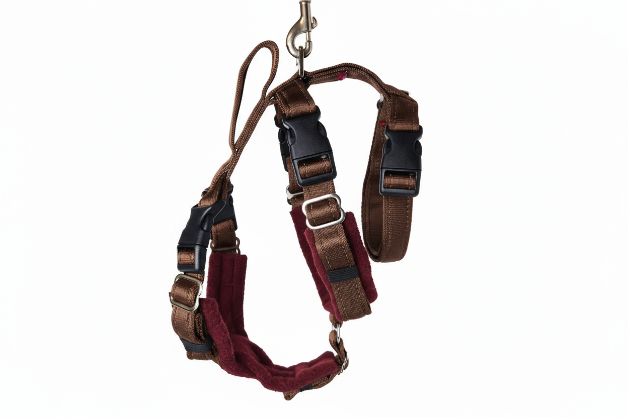 Brown Escape Proof Adjustable Houdini Harness - Fleece Lined