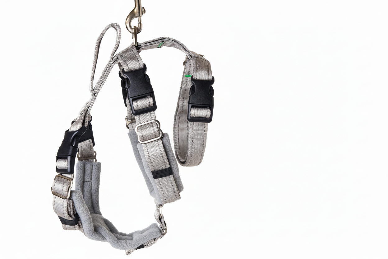 Silver Grey Escape Proof Adjustable Houdini Harness - Fleece Lined