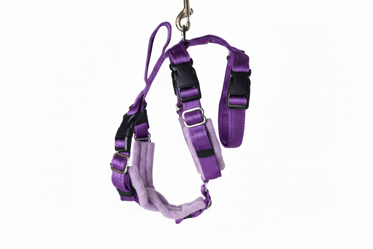 Purple Escape Proof Adjustable Houdini Harness - Fleece Lined