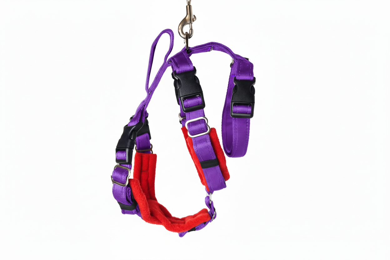 Purple Escape Proof Adjustable Houdini Harness - Fleece Lined