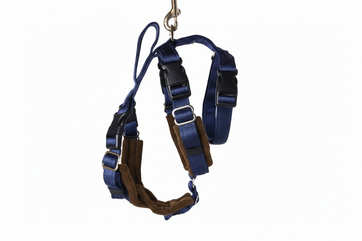 Navy Blue Escape Proof Adjustable Houdini Harness - Fleece Lined