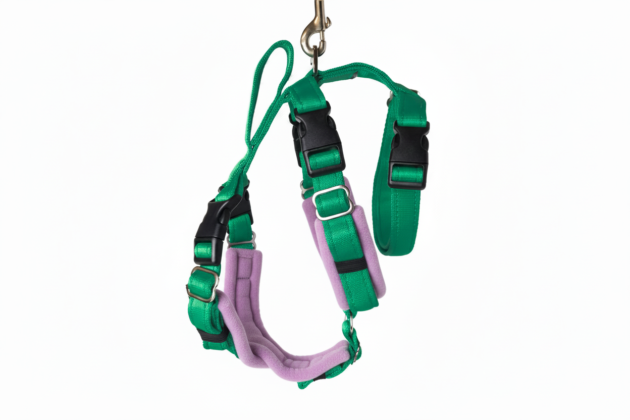 Emerald Green Escape Proof Adjustable Houdini Harness - Fleece Lined
