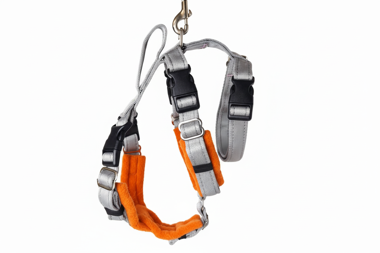 Silver Grey Escape Proof Adjustable Houdini Harness - Fleece Lined