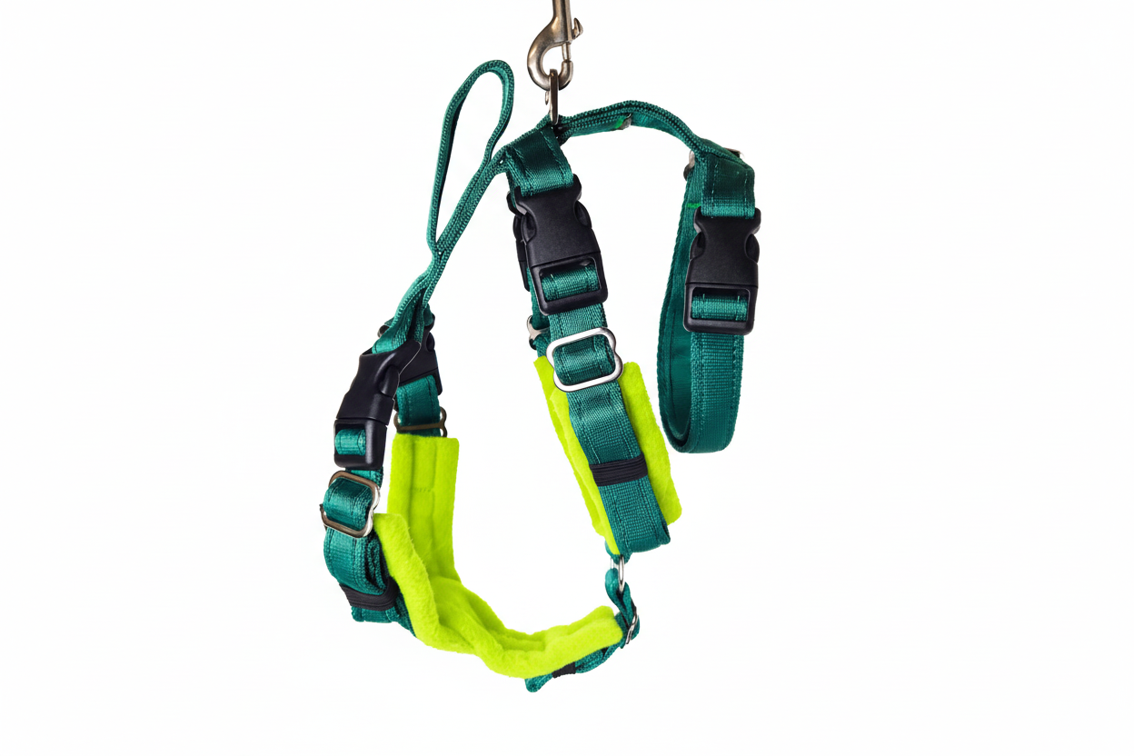 Forest Green Escape Proof Adjustable Houdini Harness - Fleece Lined