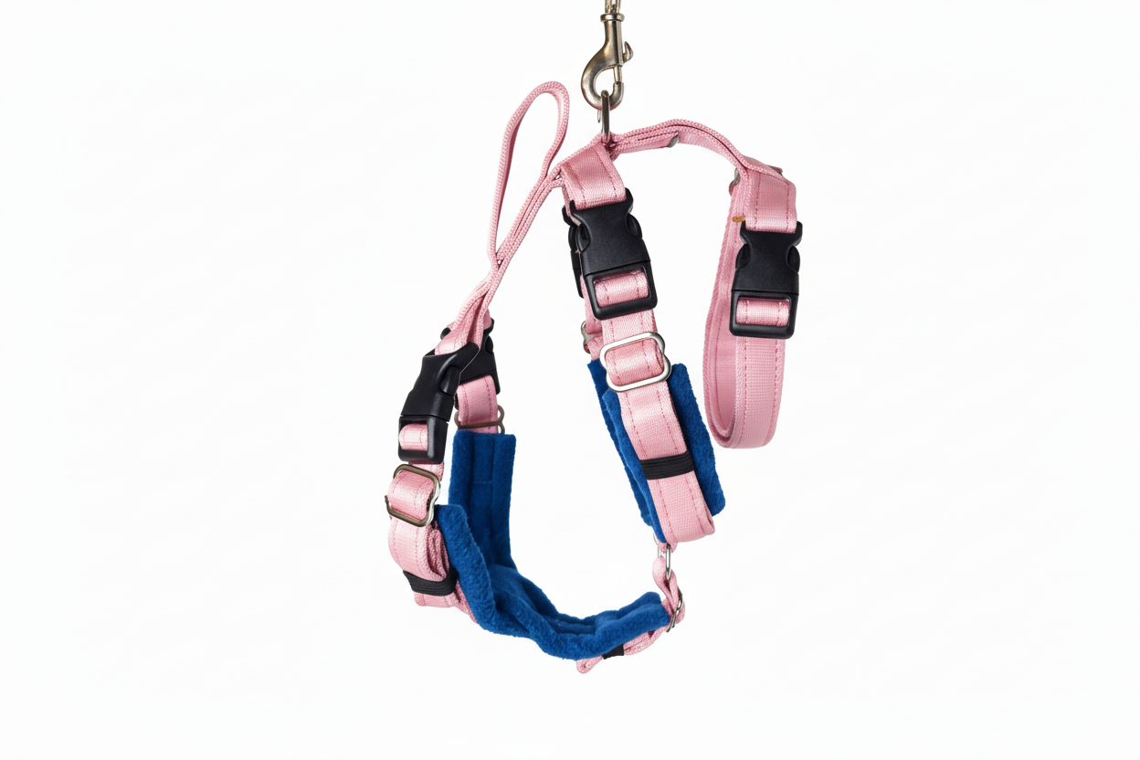 Baby Pink Escape Proof Adjustable Houdini Harness - Fleece Lined