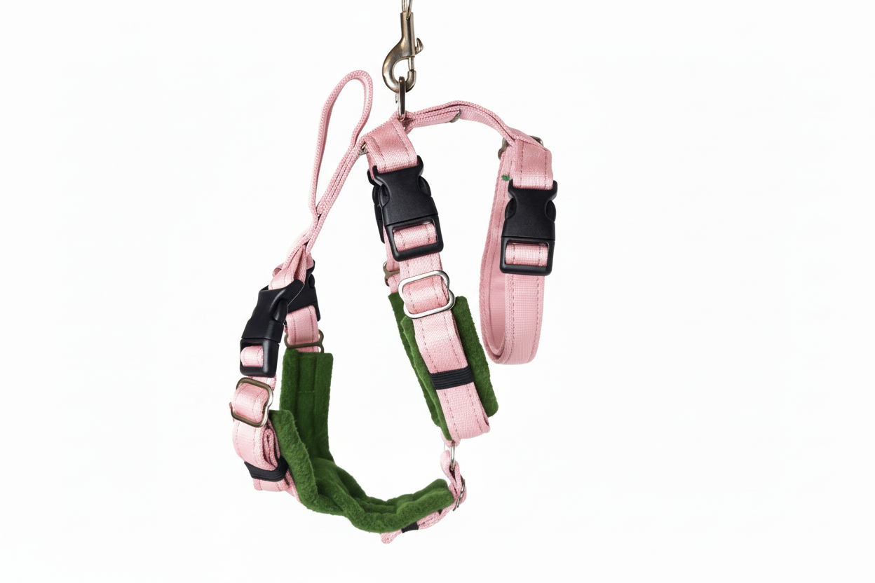 Baby Pink Escape Proof Adjustable Houdini Harness - Fleece Lined