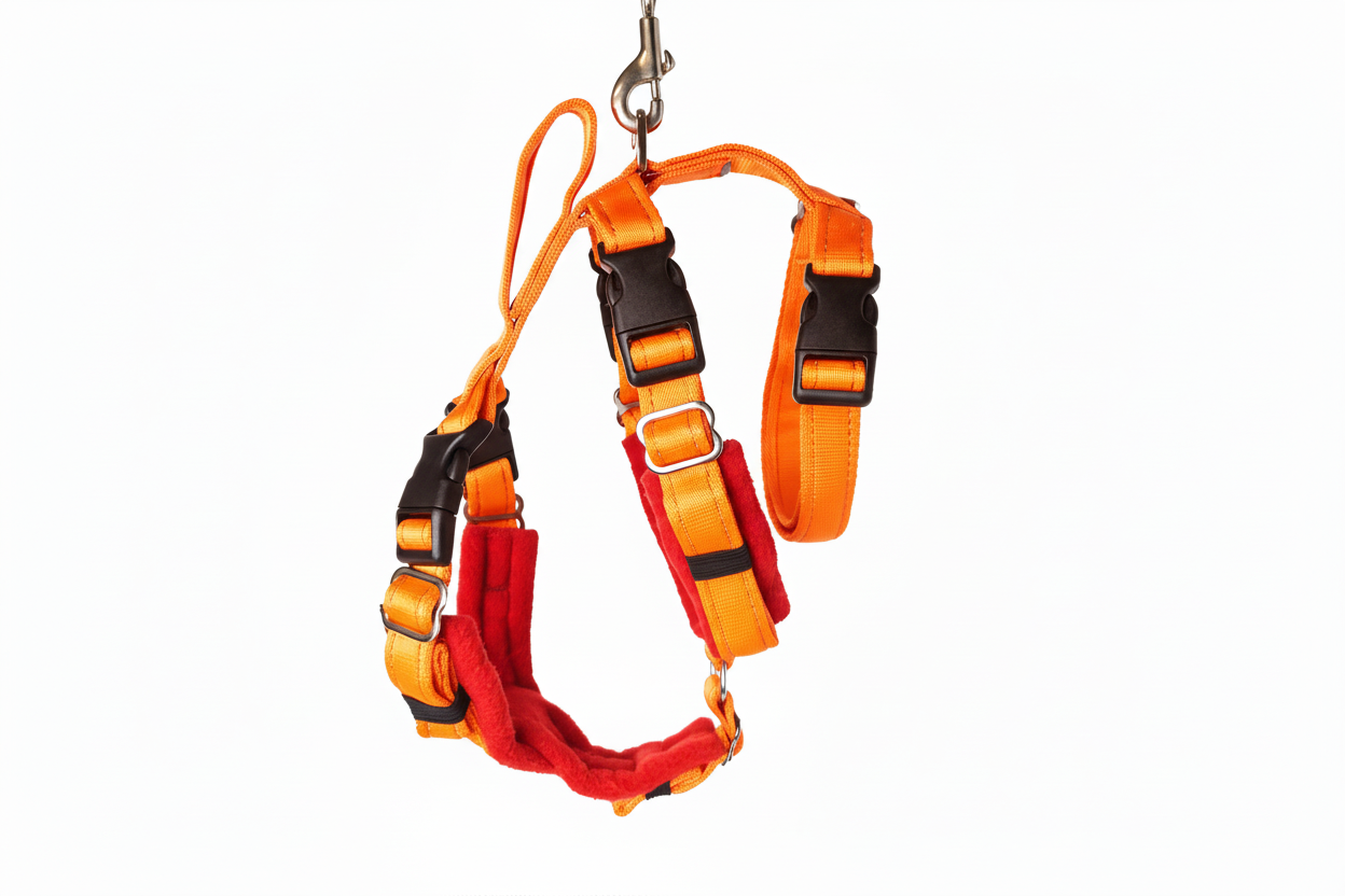 Orange Escape Proof Adjustable Houdini Harness - Fleece Lined