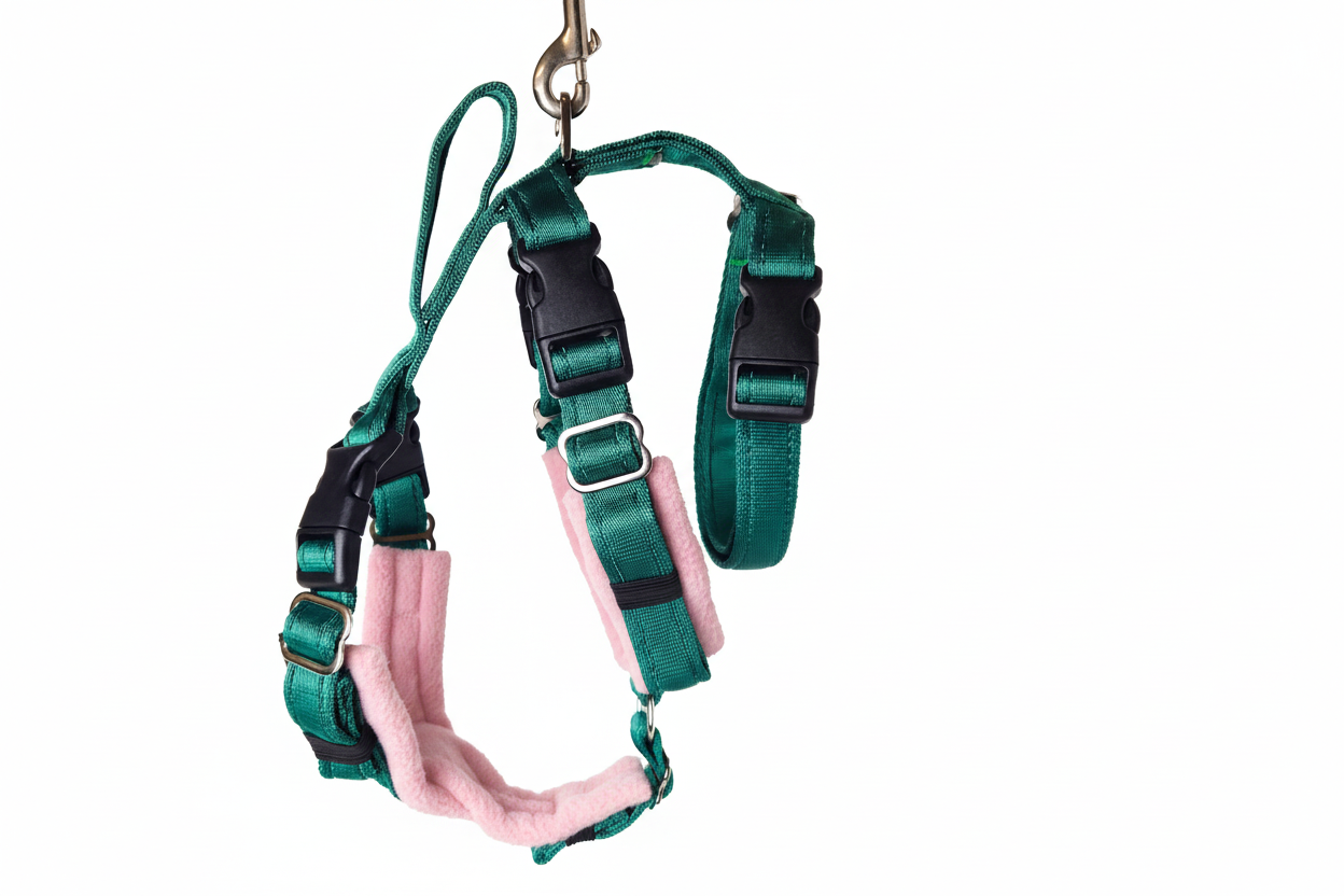Forest Green Escape Proof Adjustable Houdini Harness - Fleece Lined