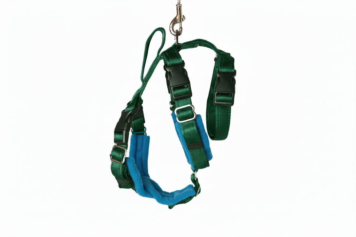 Forest Green Escape Proof Adjustable Houdini Harness - Fleece Lined