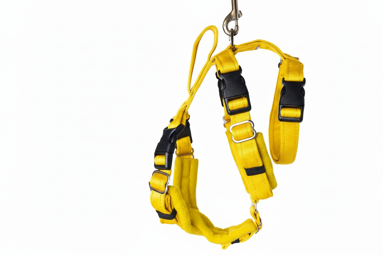 Yellow Escape Proof Adjustable Houdini Harness - Fleece Lined