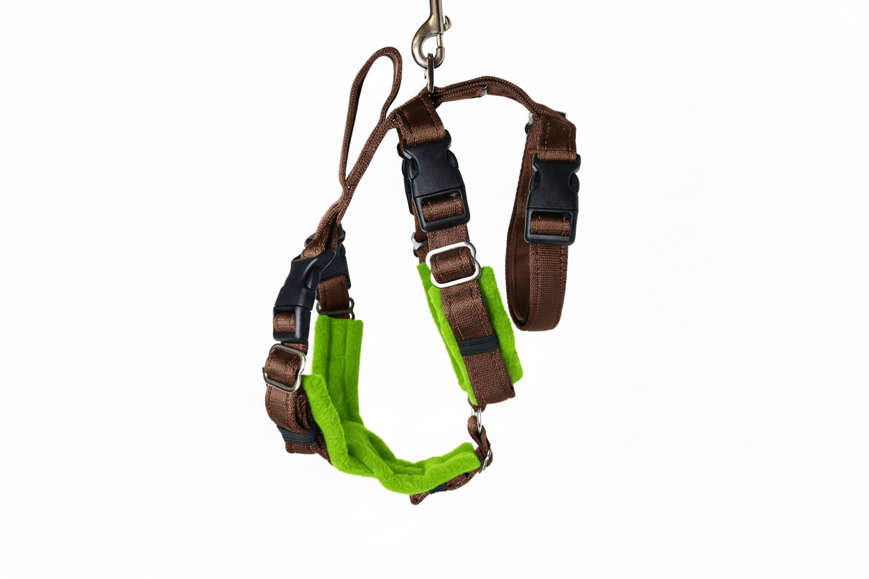 Brown Escape Proof Adjustable Houdini Harness - Fleece Lined