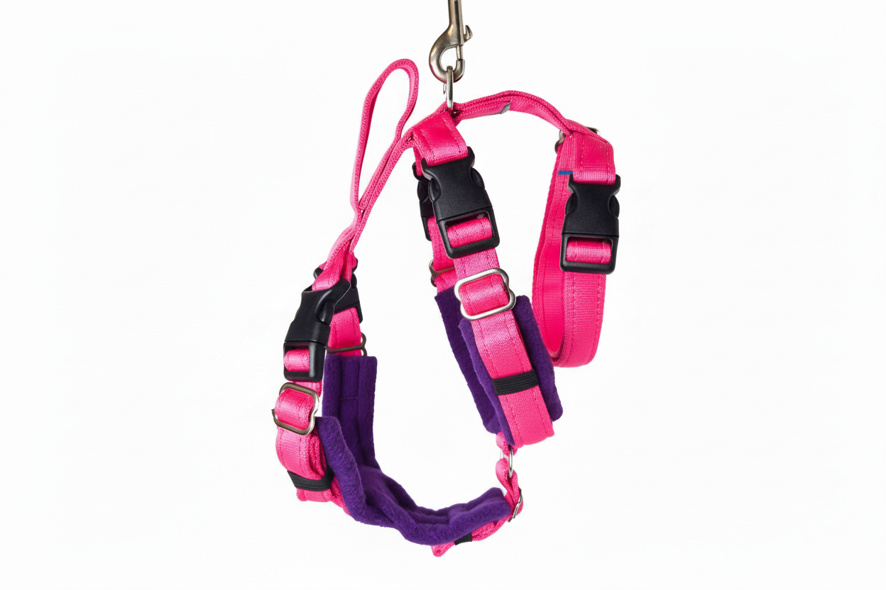 Hot Pink Escape Proof Adjustable Houdini Harness - Fleece Lined