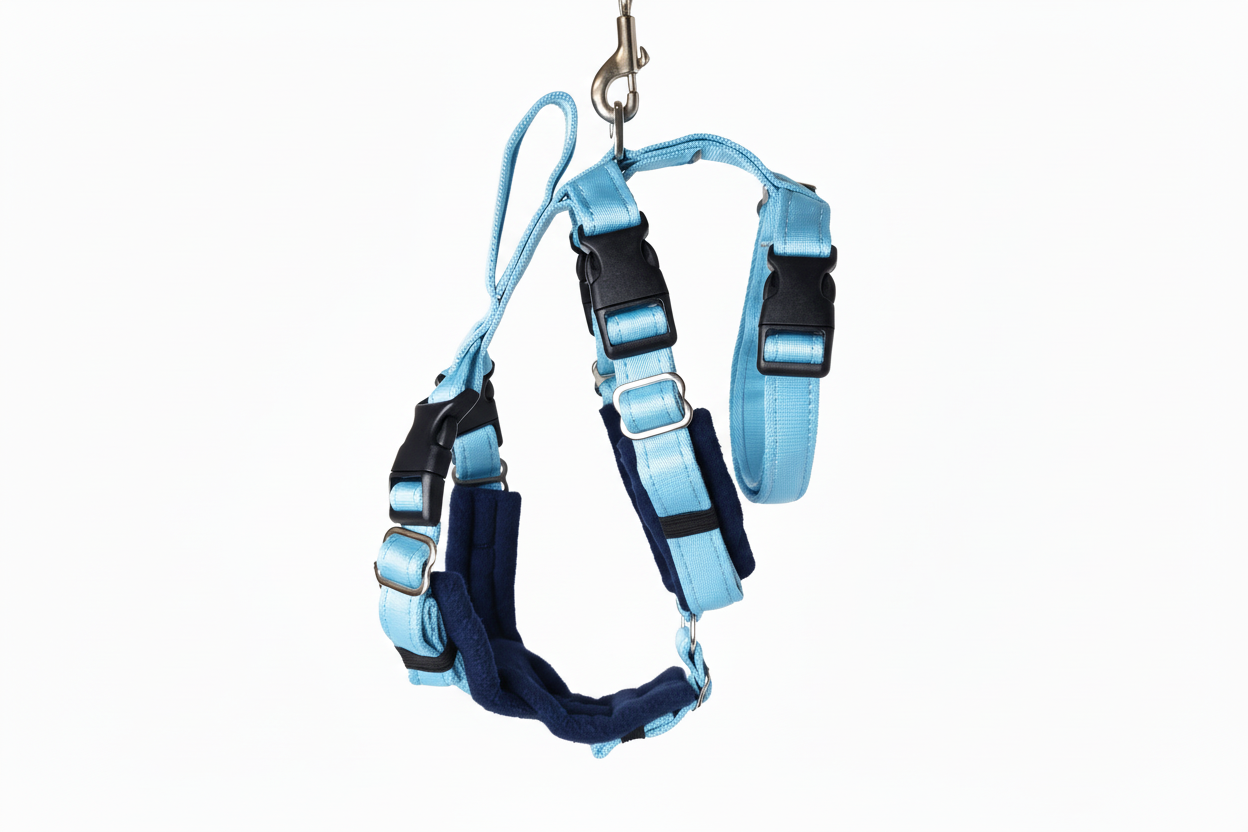 Sky Blue Escape Proof Adjustable Houdini Harness - Fleece Lined