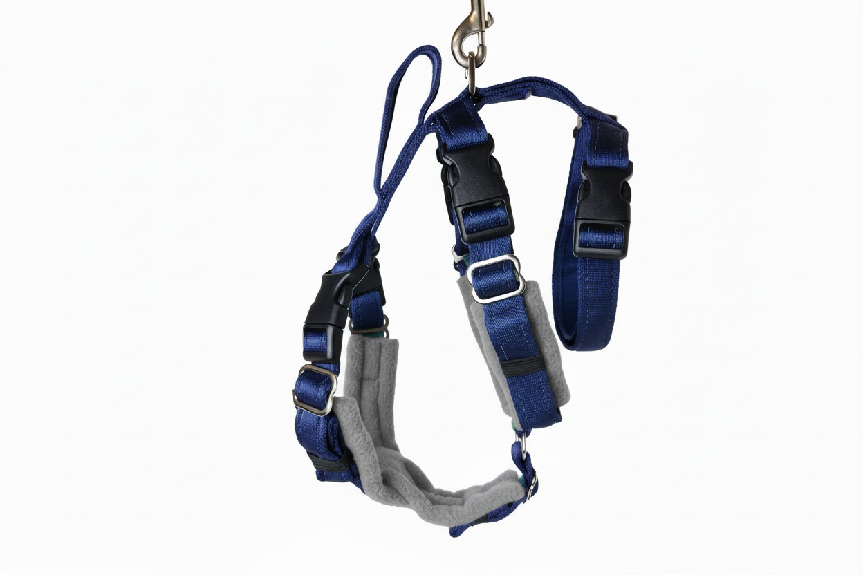Navy Blue Escape Proof Adjustable Houdini Harness - Fleece Lined