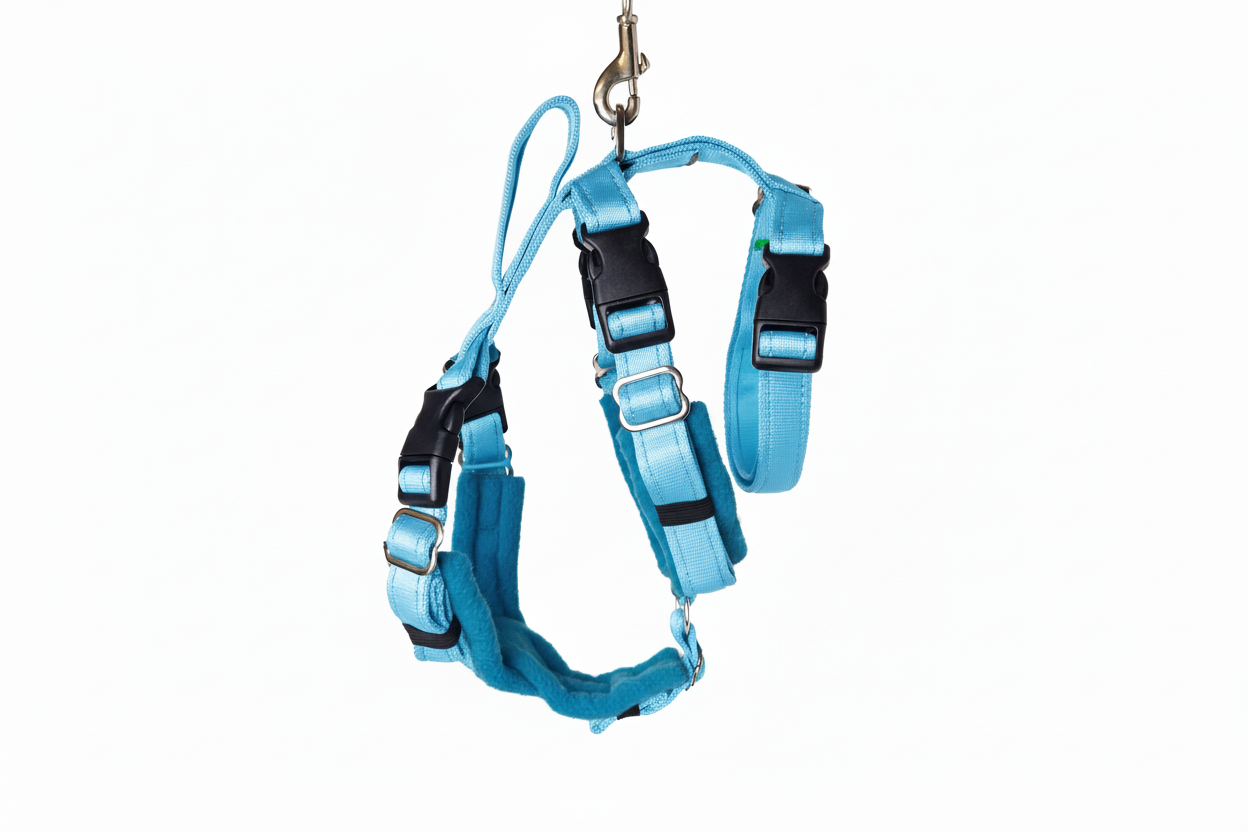 Sky Blue Escape Proof Adjustable Houdini Harness - Fleece Lined