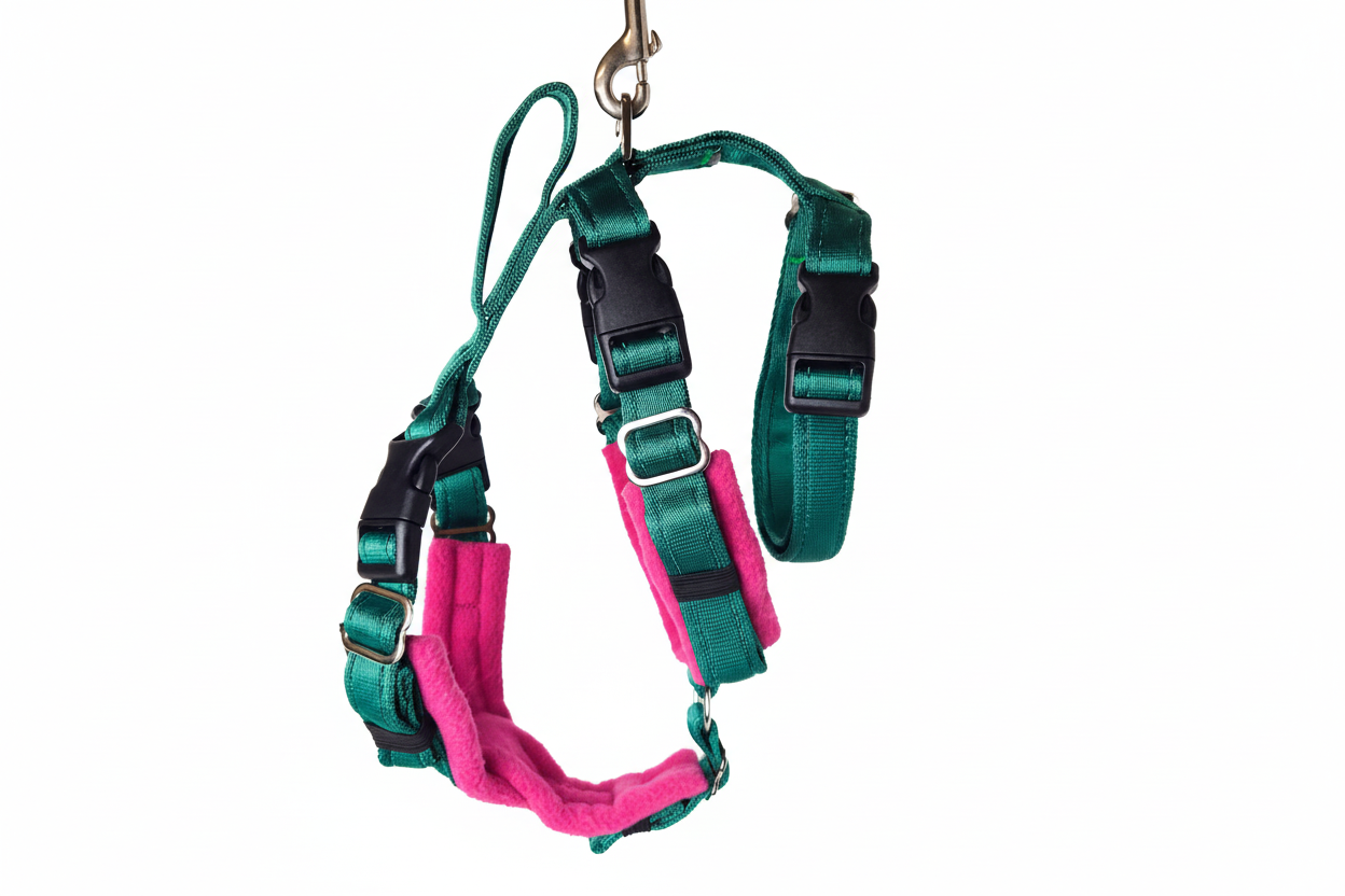 Forest Green Escape Proof Adjustable Houdini Harness - Fleece Lined