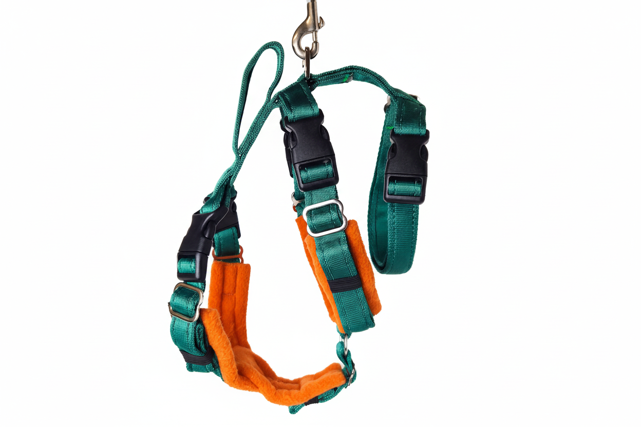 Forest Green Escape Proof Adjustable Houdini Harness - Fleece Lined