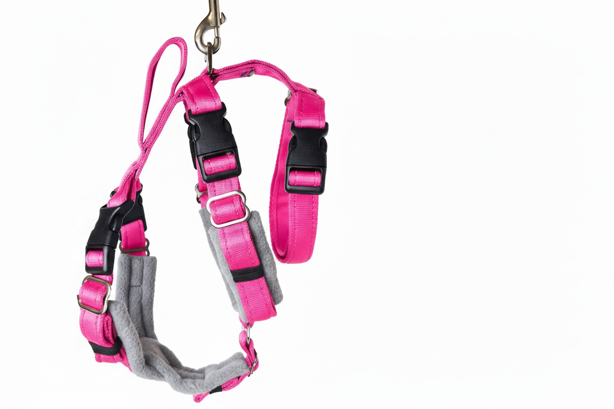 Hot Pink Escape Proof Adjustable Houdini Harness - Fleece Lined
