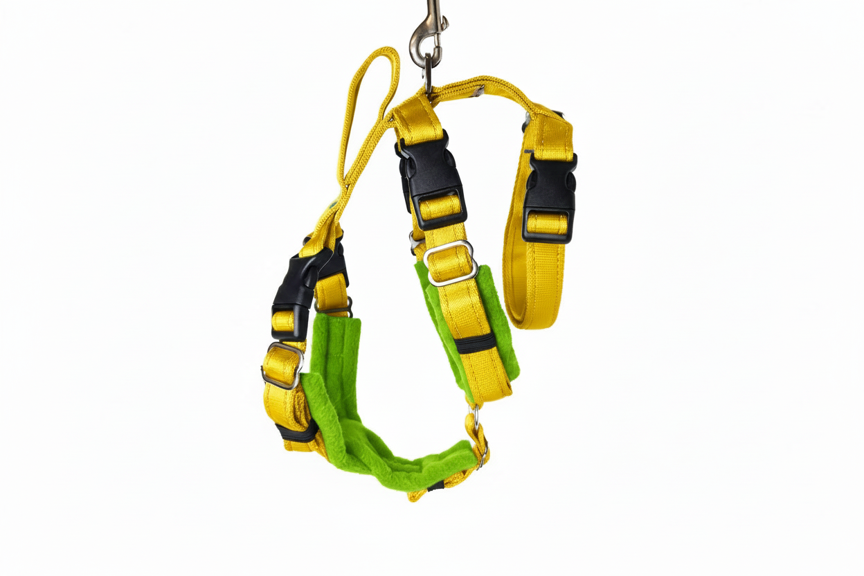 Yellow Escape Proof Adjustable Houdini Harness - Fleece Lined