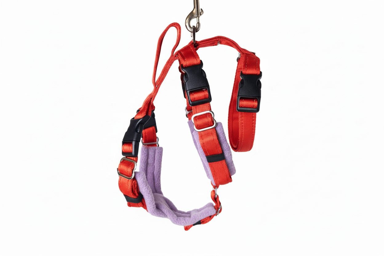 Red Escape Proof Adjustable Houdini Harness - Fleece Lined