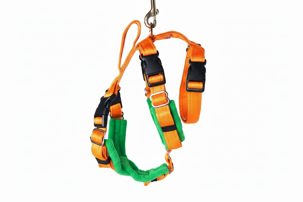 Orange Escape Proof Adjustable Houdini Harness - Fleece Lined
