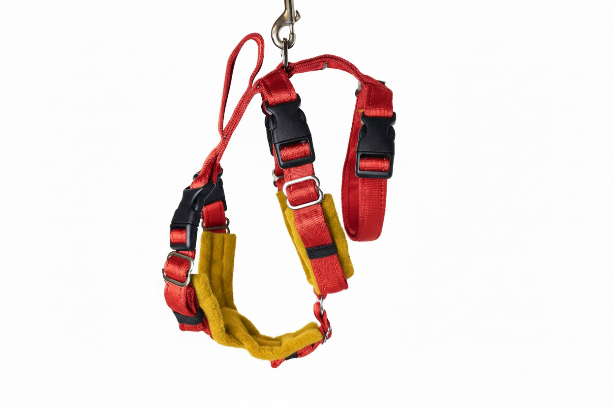 Red Escape Proof Adjustable Houdini Harness - Fleece Lined