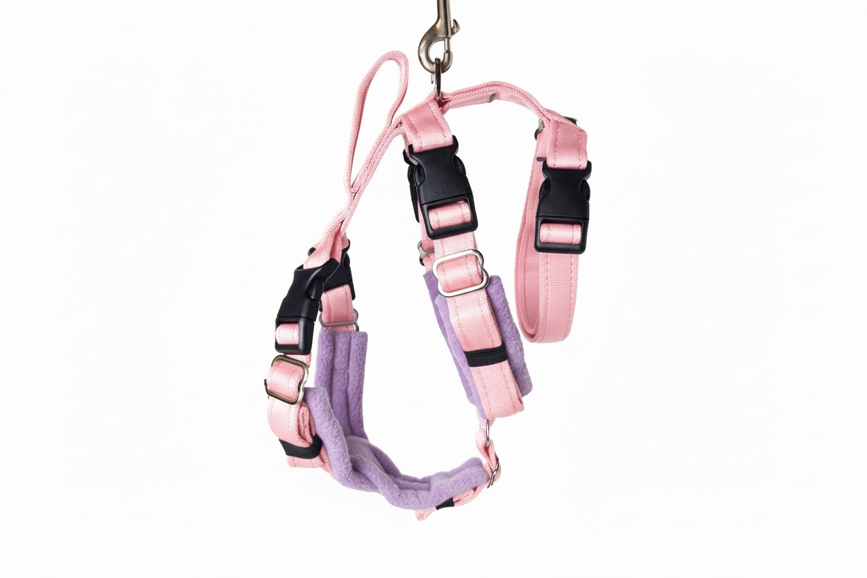Baby Pink Escape Proof Adjustable Houdini Harness - Fleece Lined