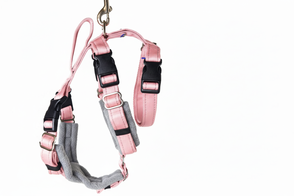 Baby Pink Escape Proof Adjustable Houdini Harness - Fleece Lined