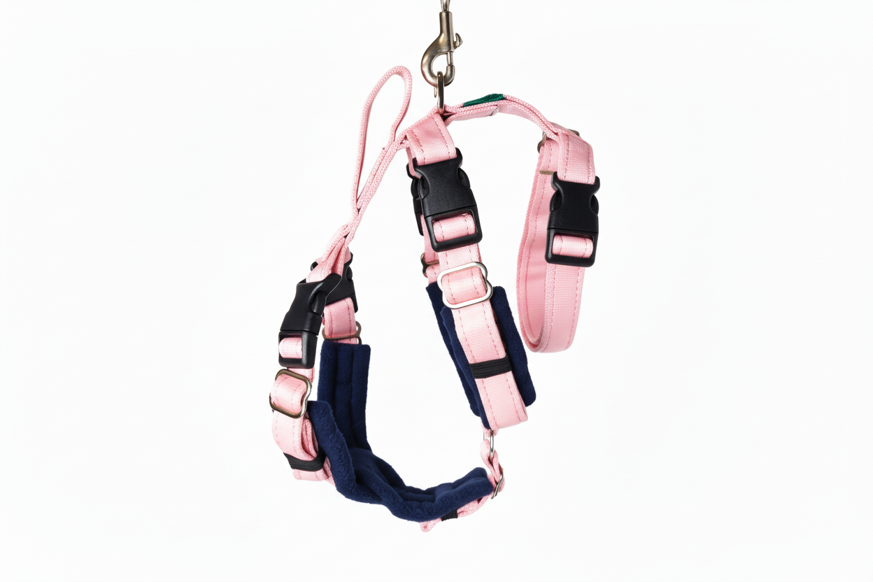 Baby Pink Escape Proof Adjustable Houdini Harness - Fleece Lined