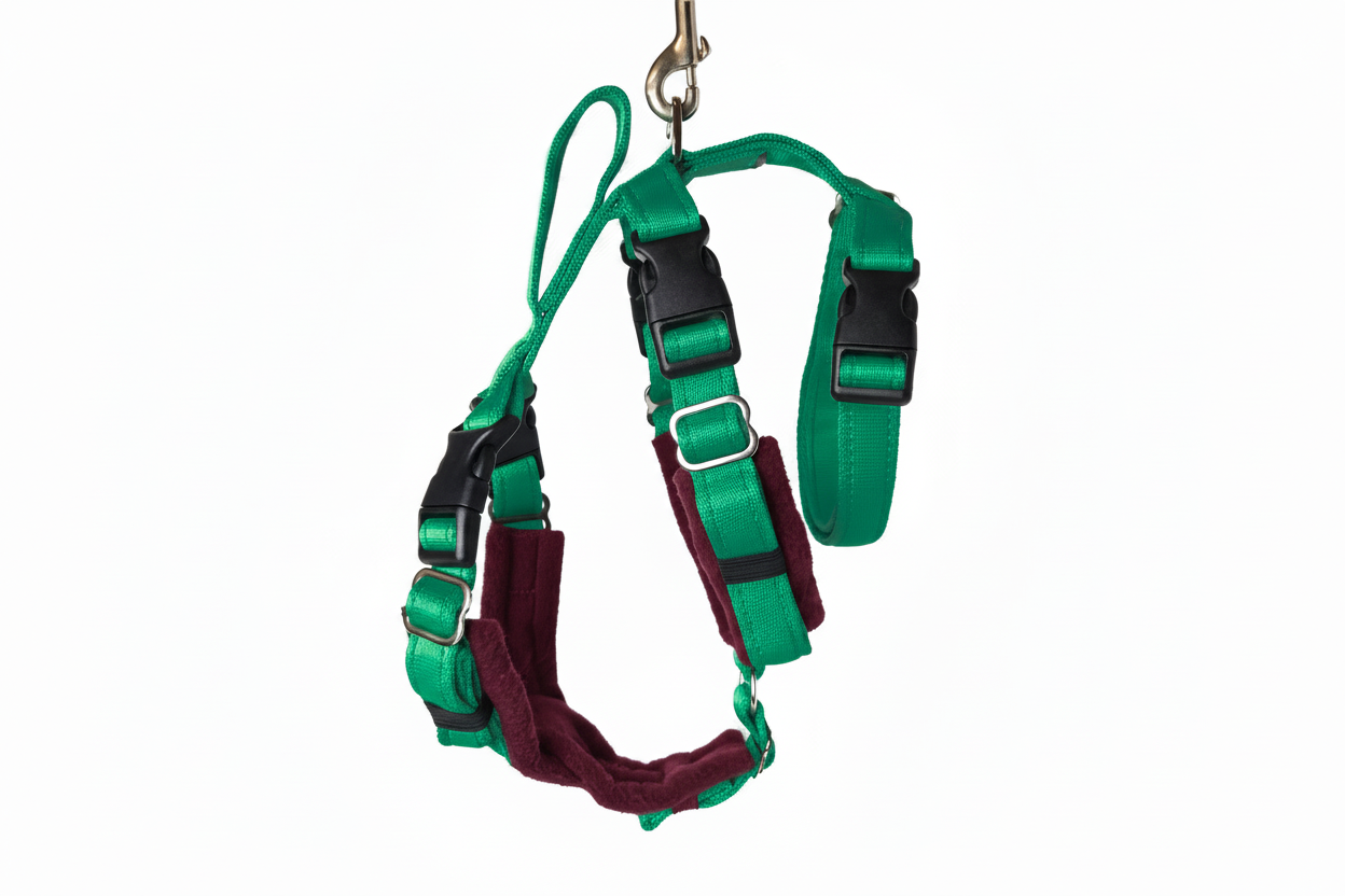Emerald Green Escape Proof Adjustable Houdini Harness - Fleece Lined