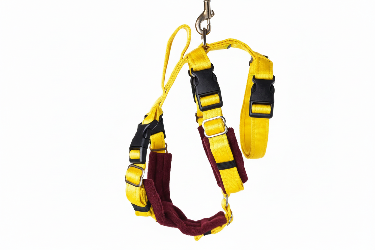 Yellow Escape Proof Adjustable Houdini Harness - Fleece Lined