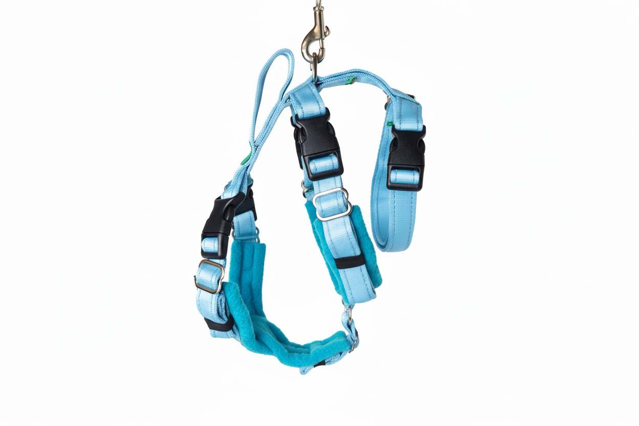 Sky Blue Escape Proof Adjustable Houdini Harness - Fleece Lined