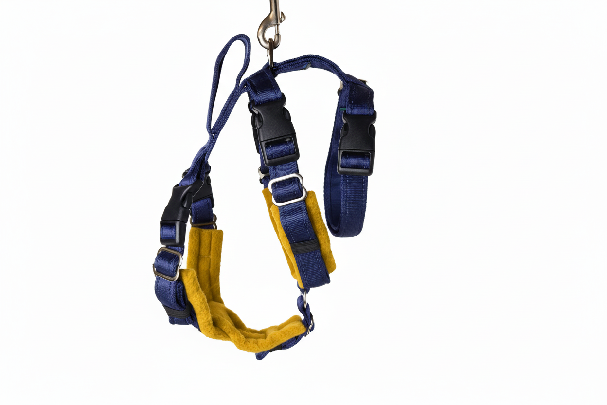 Navy Blue Escape Proof Adjustable Houdini Harness - Fleece Lined