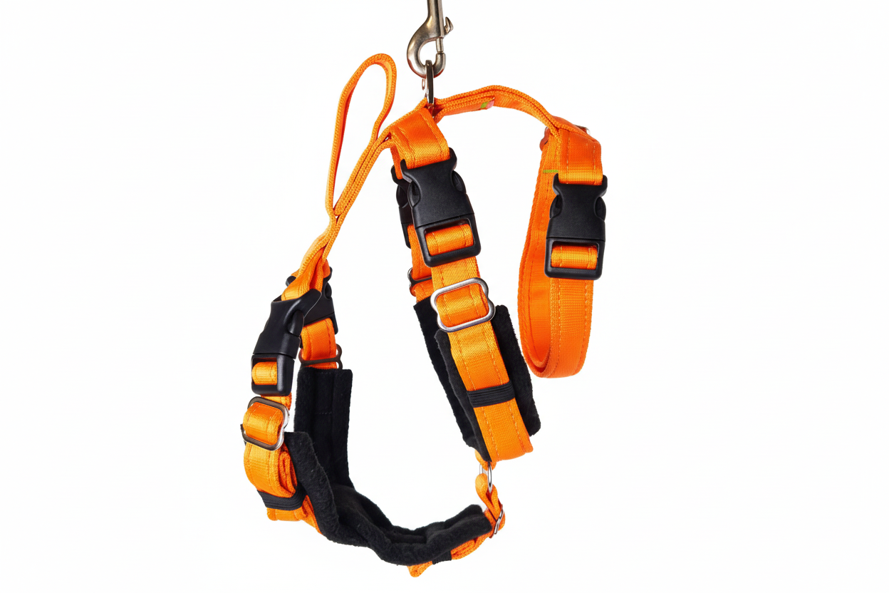 Orange Escape Proof Adjustable Houdini Harness - Fleece Lined