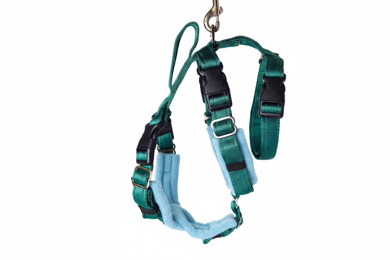 Forest Green Escape Proof Adjustable Houdini Harness - Fleece Lined