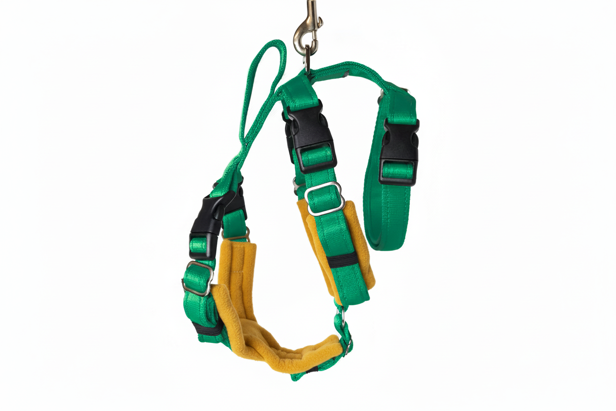 Emerald Green Escape Proof Adjustable Houdini Harness - Fleece Lined