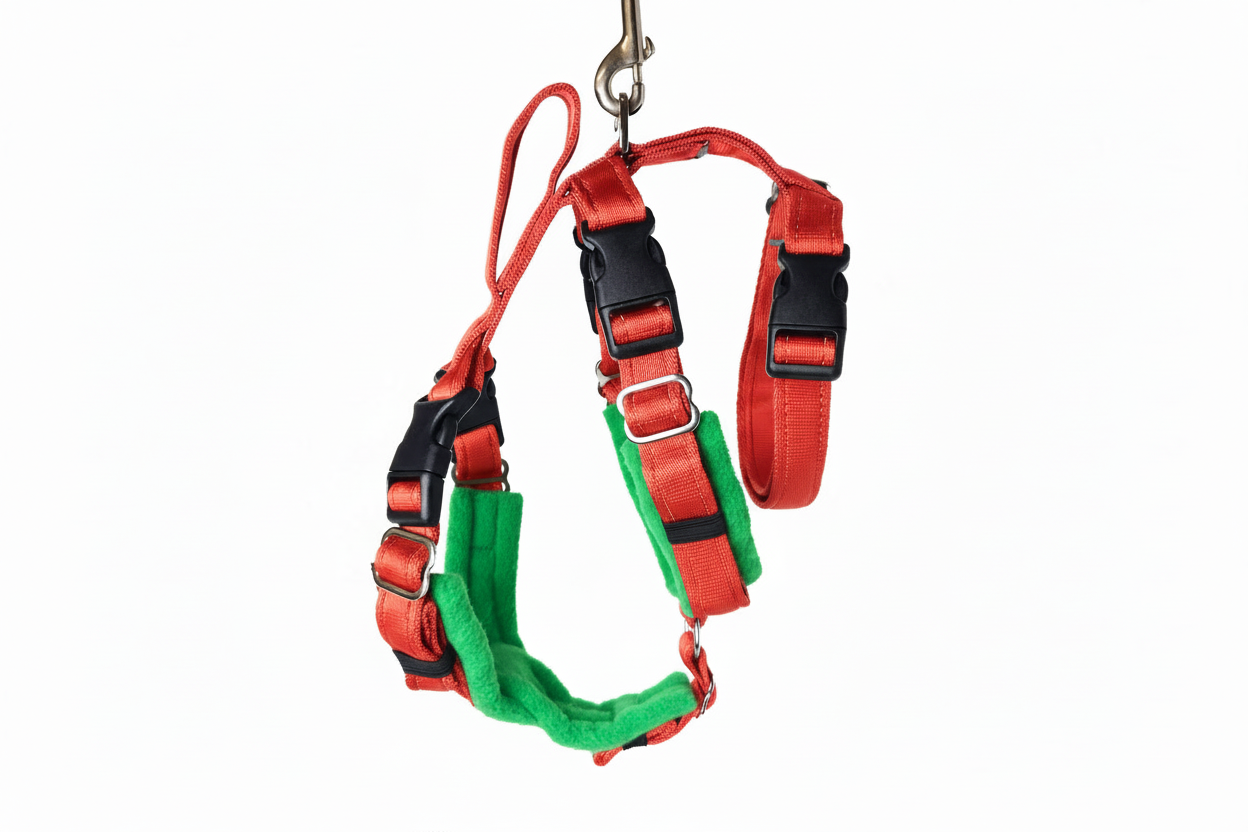 Red Escape Proof Adjustable Houdini Harness - Fleece Lined