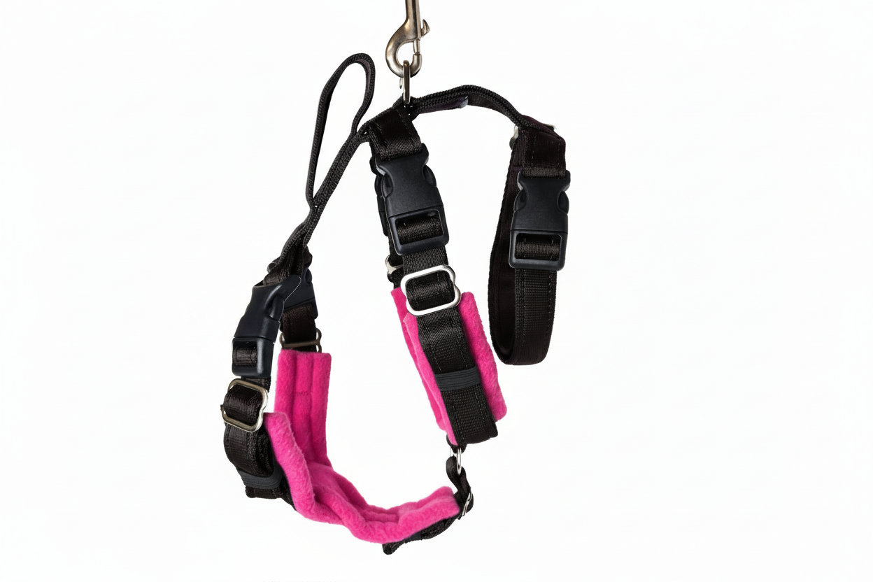 Black Escape Proof Adjustable Houdini Harness - Fleece Lined