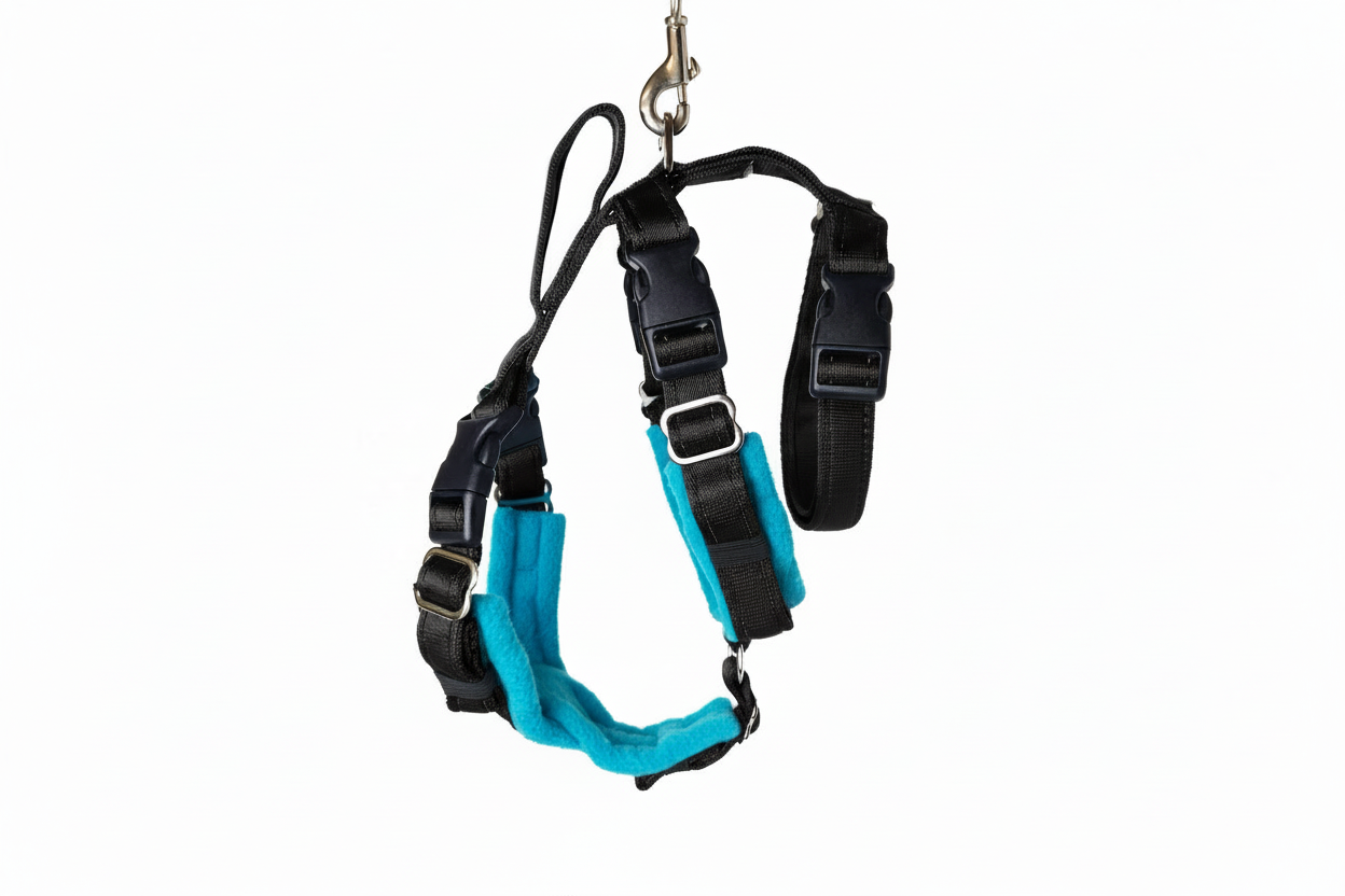 Black Escape Proof Adjustable Houdini Harness - Fleece Lined