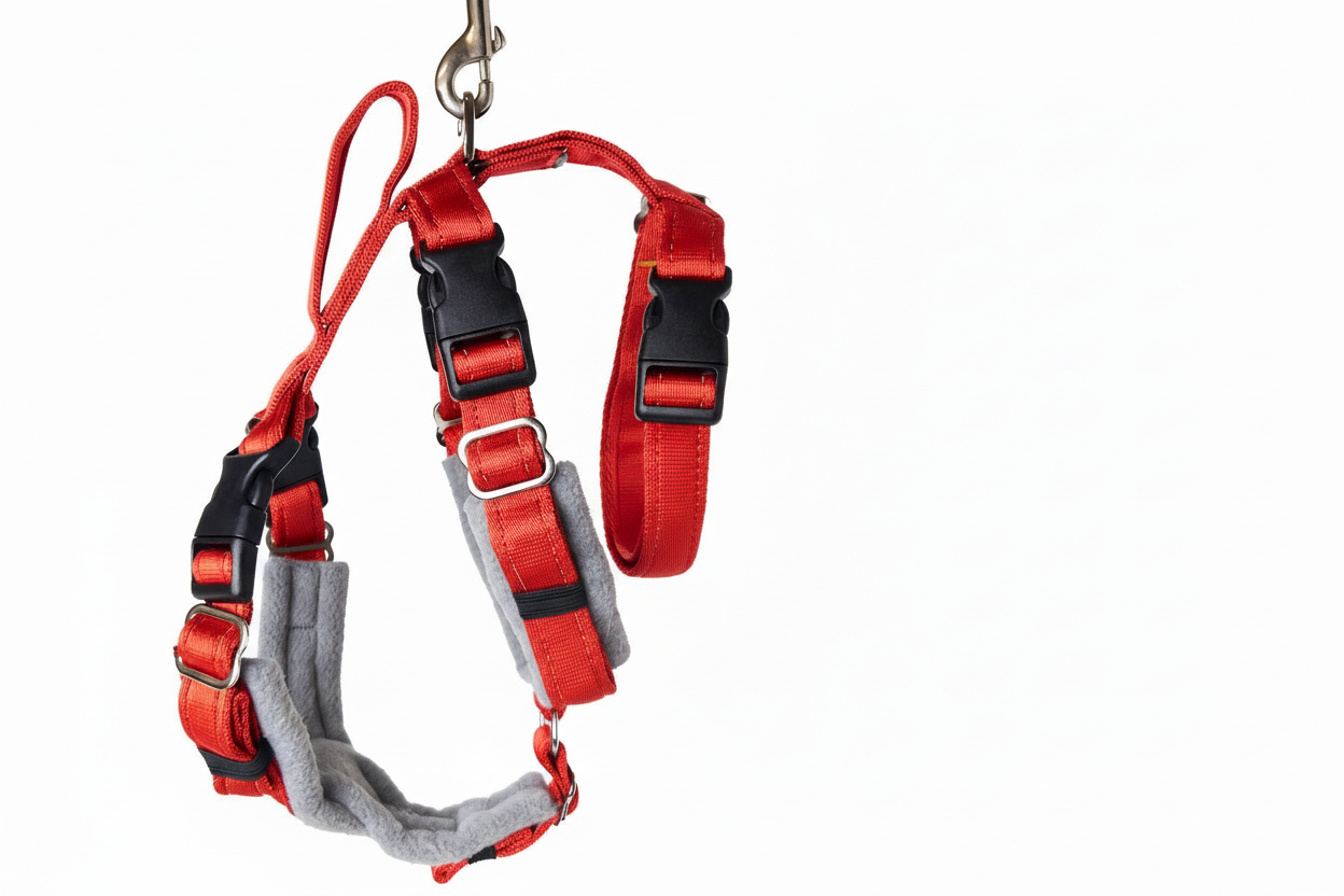 Red Escape Proof Adjustable Houdini Harness - Fleece Lined