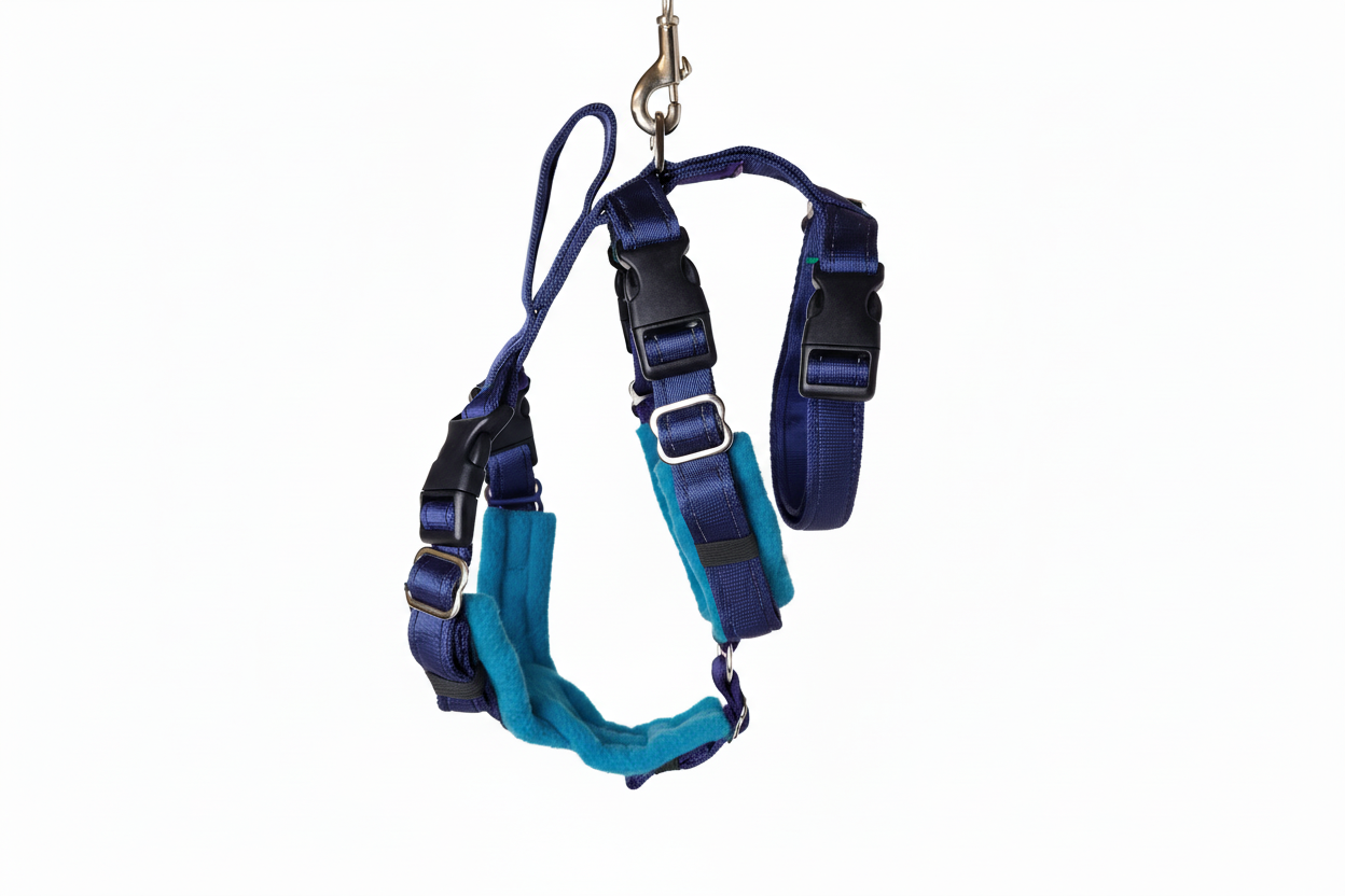 Navy Blue Escape Proof Adjustable Houdini Harness - Fleece Lined