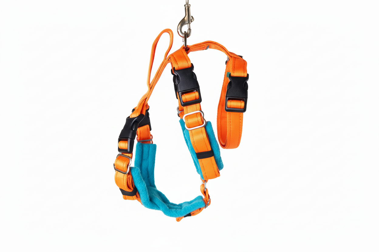 Orange Escape Proof Adjustable Houdini Harness - Fleece Lined