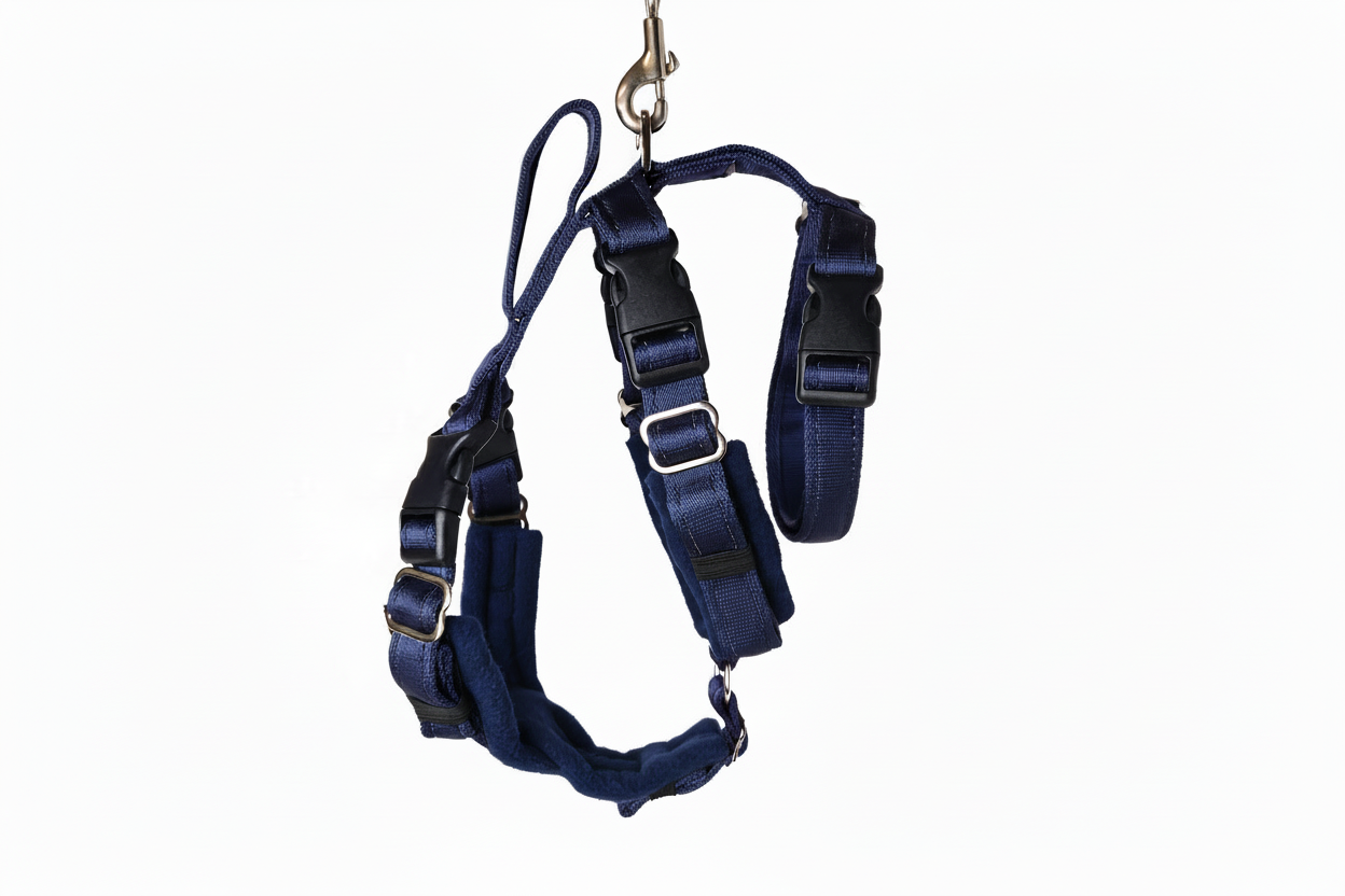 Navy Blue Escape Proof Adjustable Houdini Harness - Fleece Lined