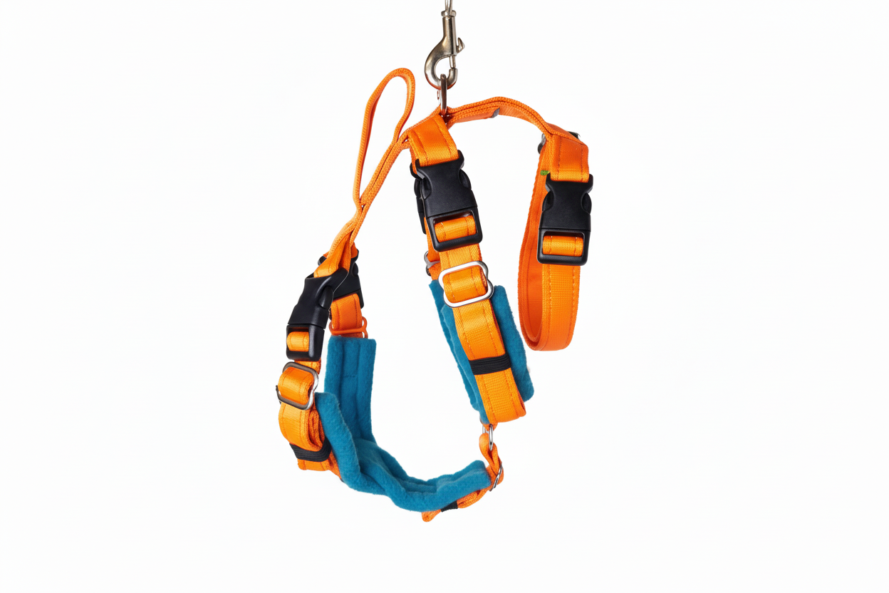 Orange Escape Proof Adjustable Houdini Harness - Fleece Lined