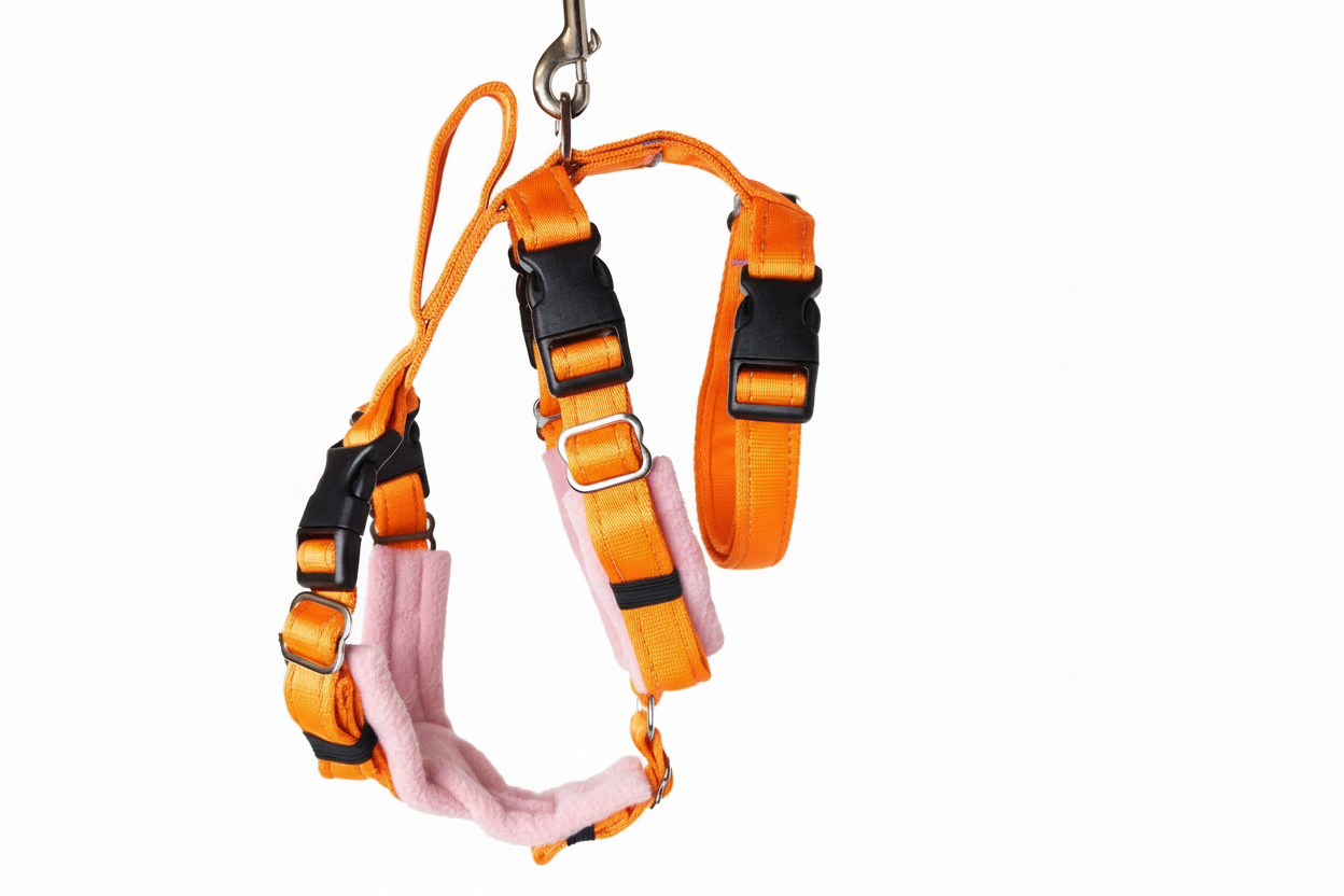 Orange Escape Proof Adjustable Houdini Harness - Fleece Lined