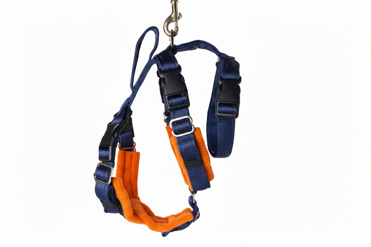 Navy Blue Escape Proof Adjustable Houdini Harness - Fleece Lined