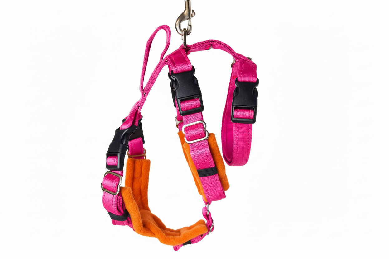 Hot Pink Escape Proof Adjustable Houdini Harness - Fleece Lined