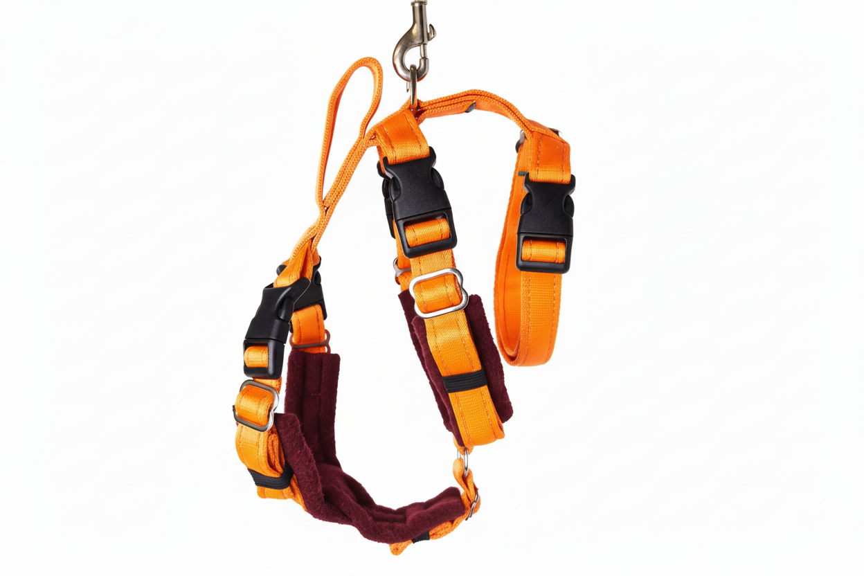 Orange Escape Proof Adjustable Houdini Harness - Fleece Lined